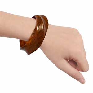 Brazalete de Madera Natural Trenzada en Espiral Hecho a Mano, Brazalete de Madera Gruesa, Joyería Artesanal Estilo Boho para Mujer - Product Image 6