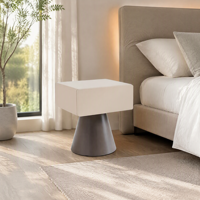 Table de chevet moderne en MDF de qualité E0, base conique, design minimaliste, écologique et durable pour le mobilier de salon