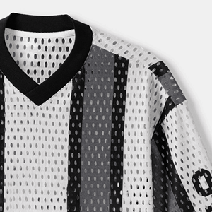 เสื้อยืดตาข่ายบอกซี่สำหรับผู้ชายทรงหลวมพร้อมโลโก้ออกแบบได้ตามต้องการ - Product Image 4