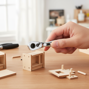 Poignée à cliquet industrielle double tête 72T x 90 mmL avec poignée courbée, fabrication ODM/OEM, fournisseur taïwanais - Product Image 1