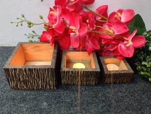 Customized Rustic Square-shaped Natural Dark Brown High-Quality Handmade <b>Home</b> <b>Decor</b> <b>Wooden</b> Wax Filling Tealight & Candle Holder - Product Image 6
