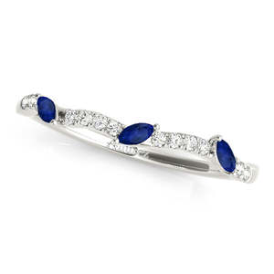 Ensemble de bijoux de mariée en or blanc 14 carats avec saphir bleu marquise de 0,43 ct et perle de diamant avec placage or pour les fêtes - Product Image 1
