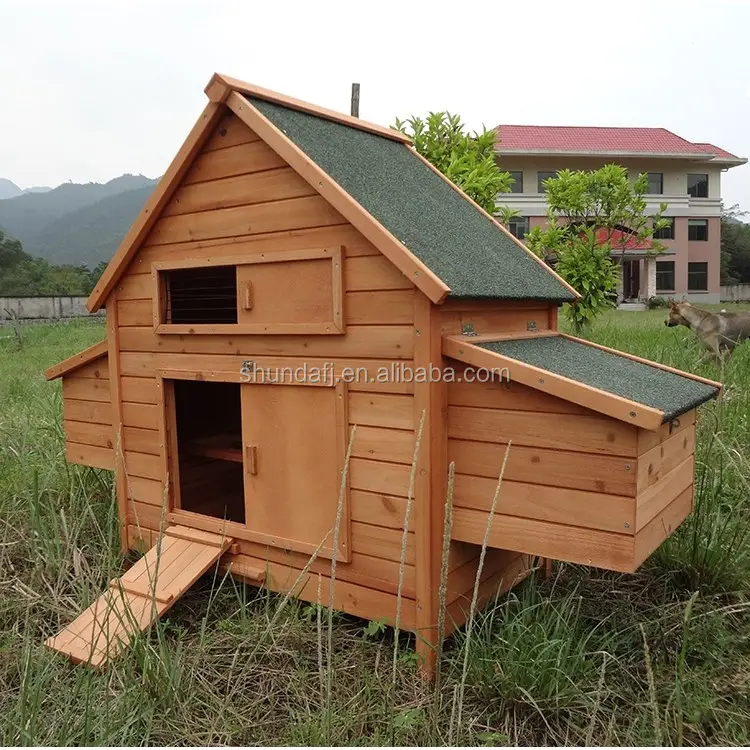 Grand poulailler avec nichoir Cage à volaille SDC002-D poulailler en bois extérieur en bois Pet House SHUNDA Print Wooden Dog Kennel