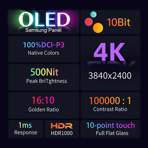 Moniteur <span class=keywords><strong>portable</strong></span> UHD <span class=keywords><strong>4K</strong></span> de 16 pouces, luminosité 500 lentes, lunette étroite, anti-lumière bleue, <span class=keywords><strong>OLED</strong></span> ultra-mince de type C - Product Image 2