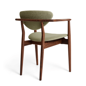 Silla de Comedor de Madera Tapizada de Alta Calidad con Asiento de Tela Suave y Reposabrazos Curvos, Muebles de Estilo Escandinavo Premium - Product Image 3