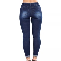 Jean long vintage personnalisé pour femme, grande taille, en coton élasthanne, avec fermeture élastique mi-taille, braguette zippée, bouton, respirant, plissé