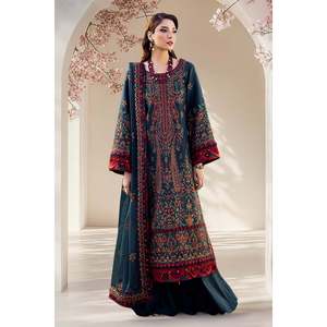 ชุดแต่งงาน ASIM JOFA-3PC น้ำหนักเบา ความยาวระดับพื้น พร้อมเสื้อปักลายผ้าลินิน ผ้าคลุมไหล่ตาข่ายค่าดี และกางเกงขายาว-BIC-4679 - Product Image 1