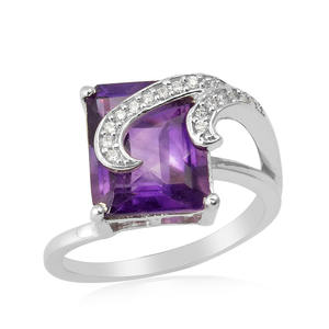 Luxury <b>set</b> <b>jewelry</b> 925 sterling silver amethyst CZ gemstone pendant earring ring <b>set</b> for <b>women</b> - Product Image 2