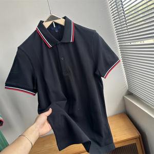 Camiseta de Algodón de Lujo para Hombre, Corte Clásico, Manga Corta, Transpirable, 180g, Color Sólido, para Golf y Uso Casual de Negocios - Product Image 1