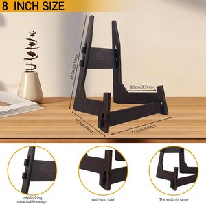 แท่นวางจานไม้อเนกประสงค์ขนาด8นิ้วสำหรับตกแต่งบ้านสำหรับกรอบรูปหนังสือแผ่นโลหะฐานวางของตกแต่งโต๊ะ - Product Image 3