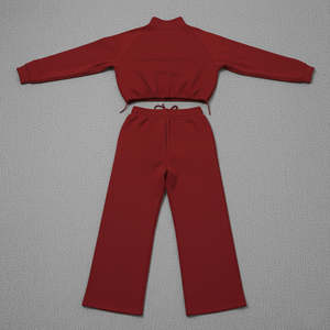 High Quality Custom Made 100% Cotton Fleece Streetwear Solid Color Oversized Hoodie & Baggy jogger 2 piece set for women - Product Image 2