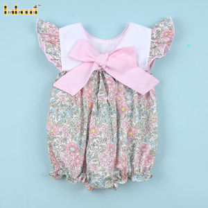 Conjunto de Ropa de Verano para Bebés Niñas, 100% Algodón, Cuello Redondo con Volantes Rosados, Diseño Floral, OEM ODM, Venta al Por Mayor, Body con Bordado a Mano - Product Image 6