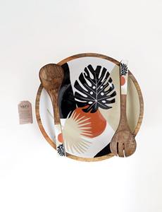 Bol de service en céramique en bois artisanal avec des serveurs à salade Parfait pour la cuisine, la salle à manger et les rassemblements Vente en gros en provenance d'Inde - Product Image 3