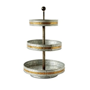Galvanized iron two tier cake stand with handle decorative farmhouse collection for wedding and birthday parties premium - Product Image 5