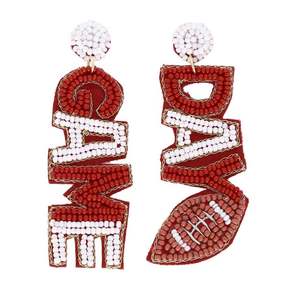 Boucle d'oreille de football perlée de broderie de but de champ de jour de jeu faite à la main de qualité supérieure avec luxe mignon et haute qualité de l'Inde - Product Image 2