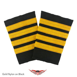 Épaulettes de capitaine à quatre barres, or métallisé sur noir, épaulettes de grade à quatre barres - Product Image 5