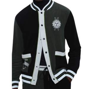 Green Apres Ski Cabana Jacket Stylish Longsleeve Design with Beginner Ski Inspired <b>Details</b> Snap Placket and Cozy Terry Cloth - Product Image 6