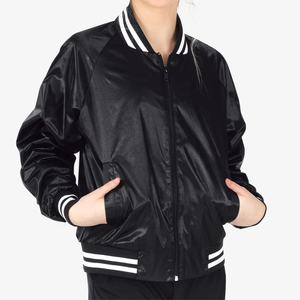 Chaqueta Bomber de Satén de Poliéster de Alta Calidad para Mujer, Chaqueta Transpirable de Punto Informal de Moda Urbana con Cierre Completo - Product Image 1