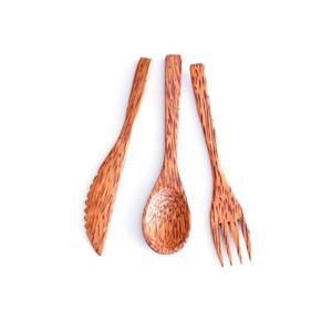 Plain Handle Bamboo Wood Flatware Dishwasher <b>Safe</b> Cutlery For Home Restaurant Use Set Of 3 <b>Knife</b> Fork Spoon Superior Quality - Product Image 1