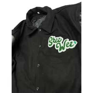 Fabricant de vestes personnalisées pour femmes, manches en cuir de vachette brodées AKA Ivy Pearls, veste universitaire respirante en chenille pour femmes - Product Image 3