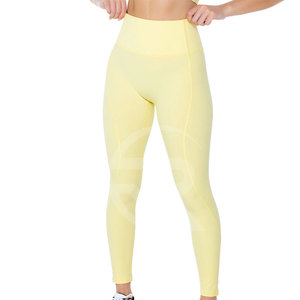 Pantalons de yoga pour femmes de haute qualité, taille élastique, couleur et taille personnalisées, écologiques, tricotés en Spandex/Polyester, respirants, séchage rapide, coupe ajustée aux hanches - Product Image 2