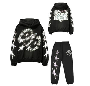 Ensemble survêtement homme personnalisé de haute qualité, pantalon de survêtement ample en molleton français, impression gonflée, pantalon de survêtement et sweat-shirt - Product Image 5