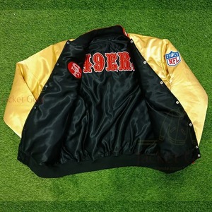 NFL <span class=keywords><strong>San</strong></span> <span class=keywords><strong>Francisco</strong></span> 49ers Vintage 80s saten geri dönüşümlü bombacı tarzı kolej ceketi