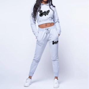 Sudadera estampada de gran tamaño XL para mujer, nuevo estilo 100%, Top corto de algodón, Sudadera con capucha, hombro caído frontal, con capucha para gimnasio, verano informal - Product Image 4