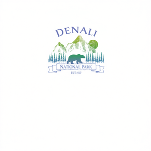 T-Shirt Vintage con Orso del Parco Nazionale Denali Alaska, Stile Retrò per Souvenir o Promozione - Product Image 2