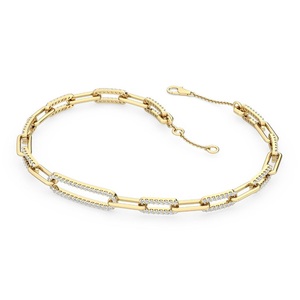 Trendy Linking Designer S925 Pulsera de moissanita de plata en eslabones de diamantes modernos chapados en oro amarillo y acabado de alto brillo - Product Image 4