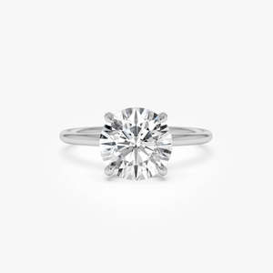 Anillo de Compromiso con Diamante Cultivado en Laboratorio, Corte Brillante Redondo, Halo Oculto, 2.10 Ct, E-F VS, Oro de 14K, Regalo de Aniversario de Bodas - Product Image 3