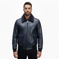 Chaqueta Bomber de Cuero Genuino Ecológico de Alta Calidad, Personalizable y Hecha a Mano, para Hombre, con Cierre Frontal Completo