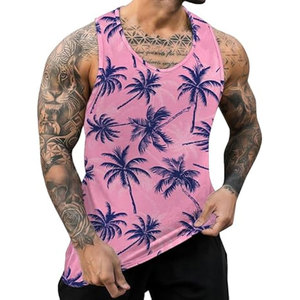 Custom Men's Breathable Quick Dry <b>Running</b> <b>Singlet</b> Tank Top Vest Casual Knitted Weaving Sublimation Print Cotton/Polyester OEM - Product Image 2