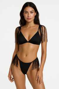 Ensemble de vêtements de nuit sexy à franges pour femmes Robe de lingerie trois pièces avec soutien-gorge et culotte - Product Image 2