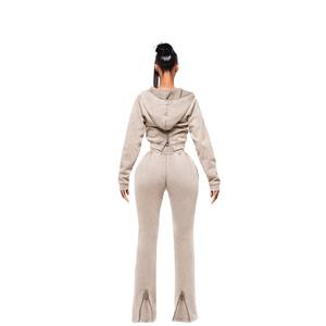 Conjunto de dos piezas Mufa ACID WASH, bordado de socorro, 100 pantalones de chándal de algodón, conjunto de 2 piezas para mujer, trajes 2025 - Product Image 5