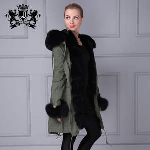Chaqueta Parka Impermeable y Cálida de Invierno Color Verde Caqui para Niños y Niñas con Capucha de Piel de Zorro y Forro de Algodón para la Temporada de Otoño - Product Image 1