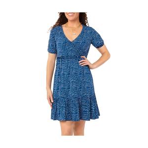 Abito Leota Chelsea Blu Effetto Incrociato Elegante Formale Casual per Feste Diurne, Taglie dalla XS alla XL, Traspirante con Logo Personalizzato - Product Image 1