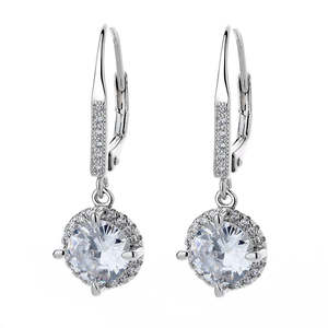 Orecchini a Leva con Cristalli Autentici in Rodio - Product Image 1
