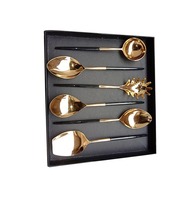 Ensemble de cuillères à salade en acier inoxydable de qualité supérieure avec poignée en feuille Design décoratif pour la cuisine à domicile et l'utilisation de cadeaux