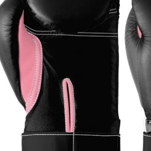 Gants de boxe professionnels en cuir noir et rose, avec fermeture velcro au poignet, pour l'entraînement et le sparring, pour hommes et femmes - Product Image 6