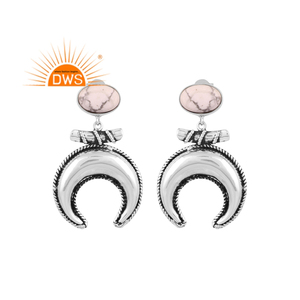 Pendiente colgante de piedras preciosas de howlita Natural de plata de ley oxidada superventas, joyería personalizada para mujer, regalo para ella - Product Image 1