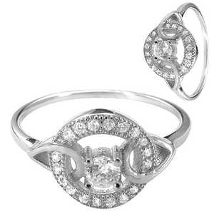 Anel de Prata 925 Banhado a Ouro 14K com Zircônia Cúbica Lapidação Esmeralda, Padrão Geométrico, Estilo Romântico, para Presente de Promessa para Mulheres - Product Image 3