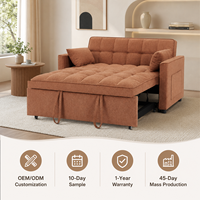 Sofá Cama Extraíble de Tela Moderna, Sofá Convertible de 2 Plazas con Reposabrazos para Sala de Estar