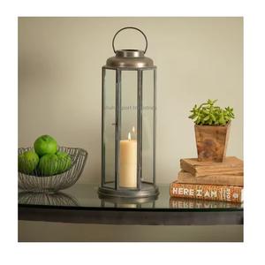 Best Selling Metal And Glass <b>Candle</b> <b>Lantern</b> Grey Finished Hanging <b>Lantern</b> for Home Festivals and Weddings Decoration - Product Image 1
