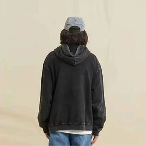 Sweat à capuche pour homme personnalisé brodé, 320 g/m², en coton oversize, à épaules tombantes, effet vintage délavé, coupe-vent, écologique - Product Image 4