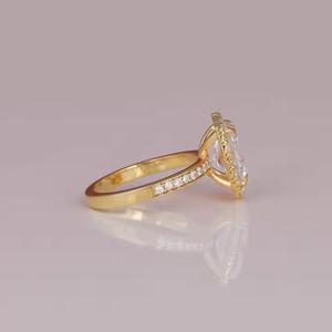 Bague de fiançailles en or 10/14/18 carats avec diamant de laboratoire de dernière coupe bague de fiançailles de mariage bijoux faits à la main pour les femmes - Product Image 5