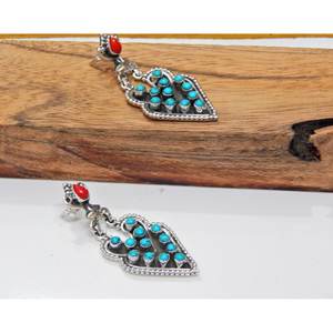 Pendientes de tuerca de turquesa y coral Vintage hechos a mano, piedras preciosas naturales, piedras preciosas sueltas, regalo elegante para ella - Product Image 2