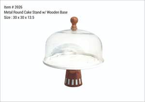 Support à gâteau rond en bois avec dôme en verre, bol de service moderne, vaisselle, bol fait à la main, vente en gros à prix réduit, bonne qualité - Product Image 6