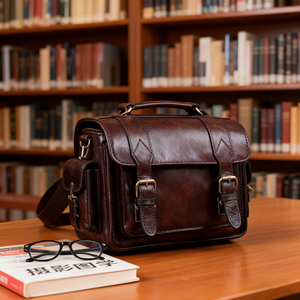 Nhà sản xuất tùy chỉnh màu nâu sẫm da DSLR máy ảnh trường hợp cao cấp TOP hạt da máy ảnh Túi Messenger cho Mirrorless - Product Image 3