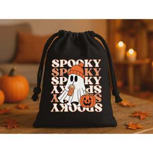 Sac réutilisable pour Halloween avec motif fantôme mignon, sac à bonbons recyclable - Product Image 1